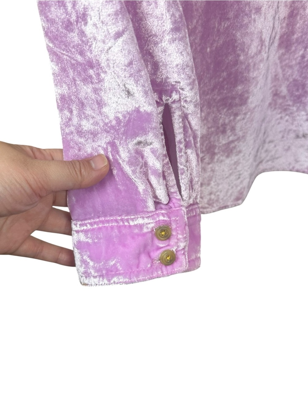 Pilcro Anthropologie Crushed Velvet Button Up Blouse Lilac Dreamy Fairycore Sz10 - Picture 12 of 14